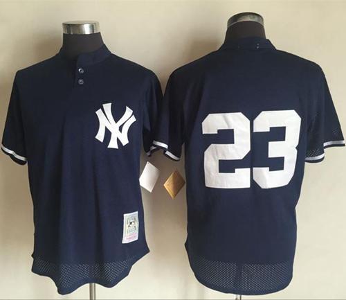 Mitchell And Ness 1995 Yankees #23 Don Mattingly Blue Throwback Stitched MLB Jersey - Click Image to Close